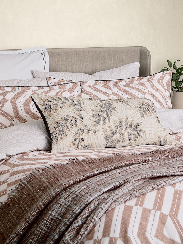 Bedeck of Belfast Charcoal & Tan Osanna Geometric Print Duvet Cover & Pillowcase Set - Image 1 of 5 Bedeck of Belfast Charcoal & Tan Osanna Geometric Print Duvet Cover & Pillowcase Set - Image 1 of 5