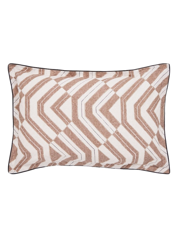 Bedeck of Belfast Charcoal & Tan Osanna Geometric Print Duvet Cover & Pillowcase Set - Image 5 of 5 Bedeck of Belfast Charcoal & Tan Osanna Geometric Print Duvet Cover & Pillowcase Set - Image 5 of 5