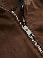 Brown Suede Bomber Jacket - Image 10 of 12