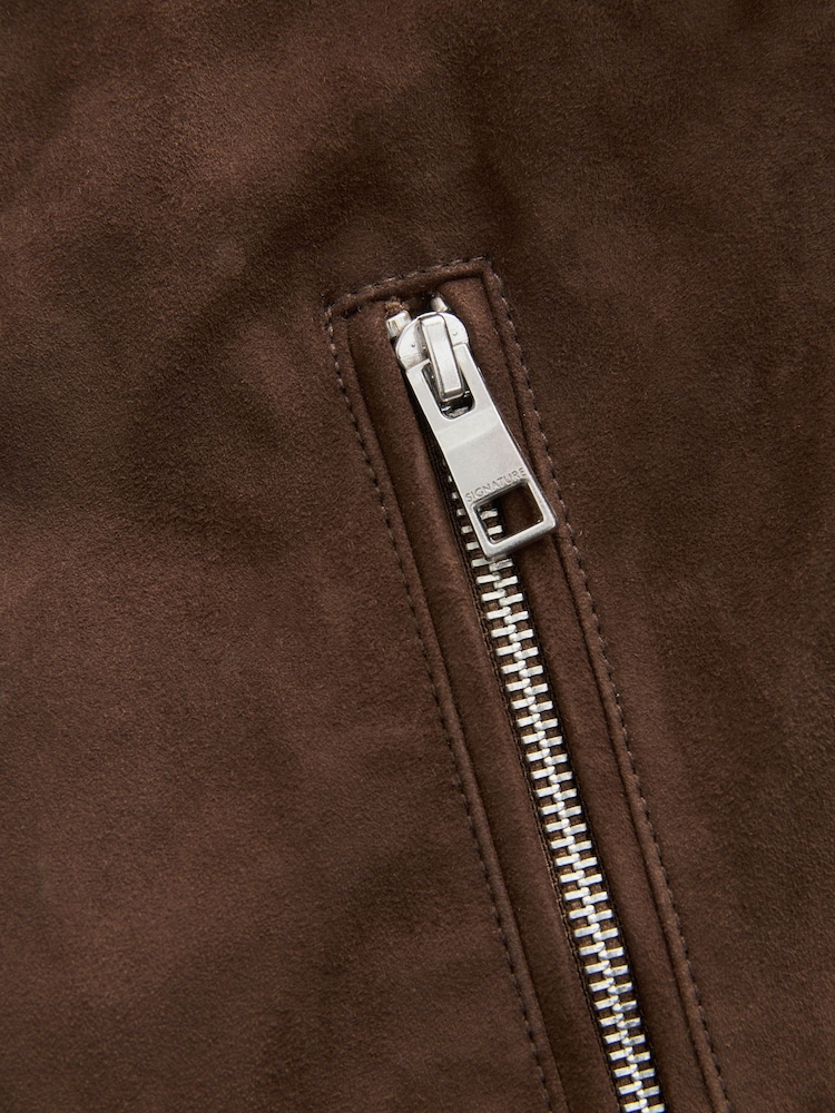 Brown Suede Bomber Jacket - Image 11 of 12
