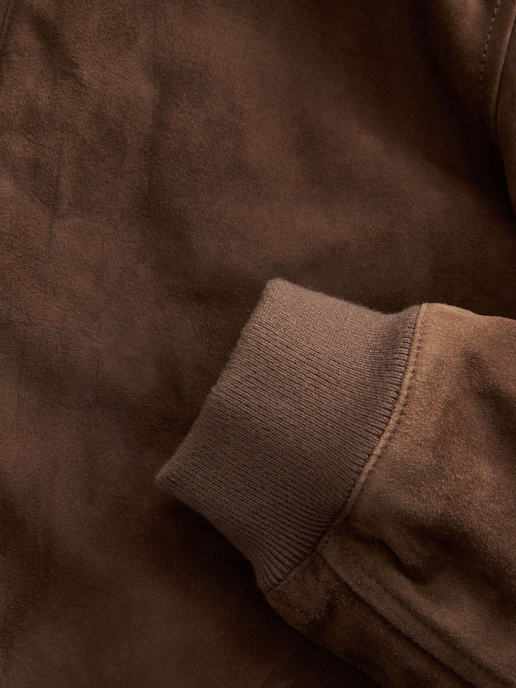 Brown Suede Bomber Jacket - Image 12 of 12