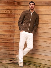 Brown Suede Bomber Jacket - Image 2 of 12