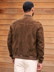 Brown Suede Bomber Jacket - Image 3 of 12