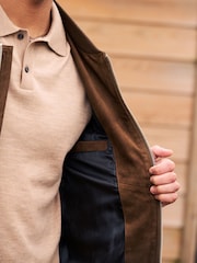Brown Suede Bomber Jacket - Image 6 of 12