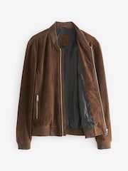Brown Suede Bomber Jacket - Image 8 of 12