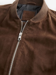 Brown Suede Bomber Jacket - Image 9 of 12