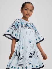 Reiss Ania Bedrucktes Kleid mit ausgestellten Ärmeln - Bild 3 von 4