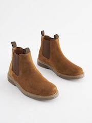 Tan Brown Wide Fit (G) Leather Chelsea Boots - Image 1 of 5