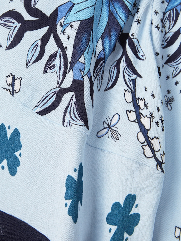 Reiss Blue Ania 9-13 yrs Printed Flared Sleeve Dress - Image 4 of 4
