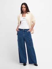 Barbour® International Blue Mid Wash Rouse Denim Cargo Trousers - Image 10 of 13