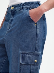 Barbour® International Blue Mid Wash Rouse Denim Cargo Trousers - Image 11 of 13