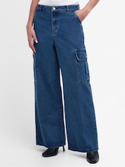 Barbour® International Blue Mid Wash Rouse Denim Cargo Trousers - Image 8 of 13
