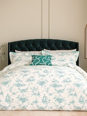 V&A Soft Teal Garden of Love Floral Duvet Cover & Pillowcase Set - Image 2 of 5