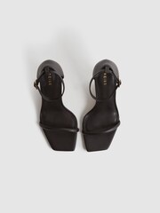 Reiss Black/Gold Cora Leather Strappy Wedge Heels - Image 3 of 5