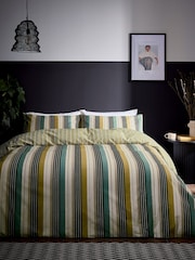Helena Springfield Chartreuse Ari Stripe 100% Cotton Duvet Cover & Pillowcase Set - Image 2 of 5