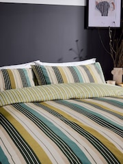Helena Springfield Chartreuse Ari Stripe 100% Cotton Duvet Cover & Pillowcase Set - Image 3 of 5