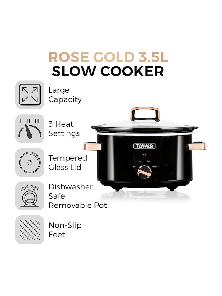 Tower Black Rose Gold Slow Cooker - Image 2 of 8