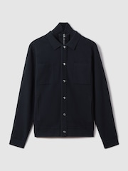 Reiss Navy Parkhurst Hybrid Funnel Neck Jacket - Image 2 of 6