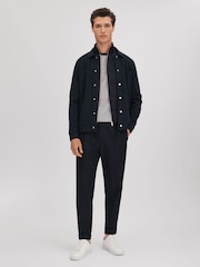 Reiss Navy Parkhurst Hybrid Funnel Neck Jacket - Image 3 of 6