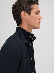 Reiss Navy Parkhurst Hybrid Funnel Neck Jacket - Image 4 of 6