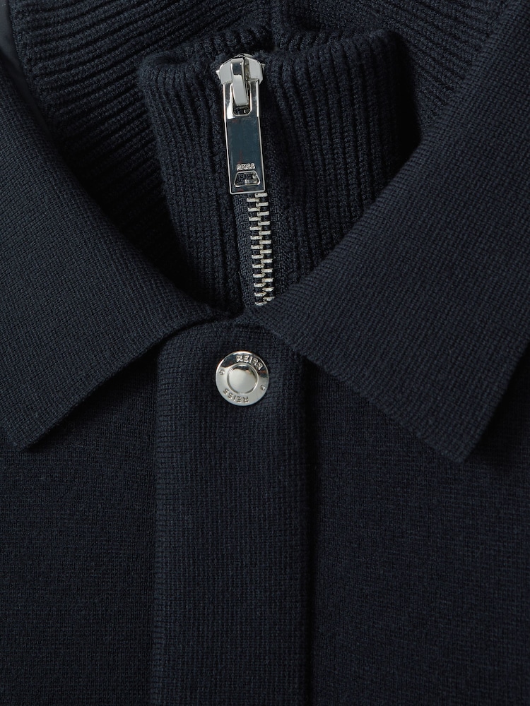 Reiss Navy Parkhurst Hybrid Funnel Neck Jacket - Image 6 of 6