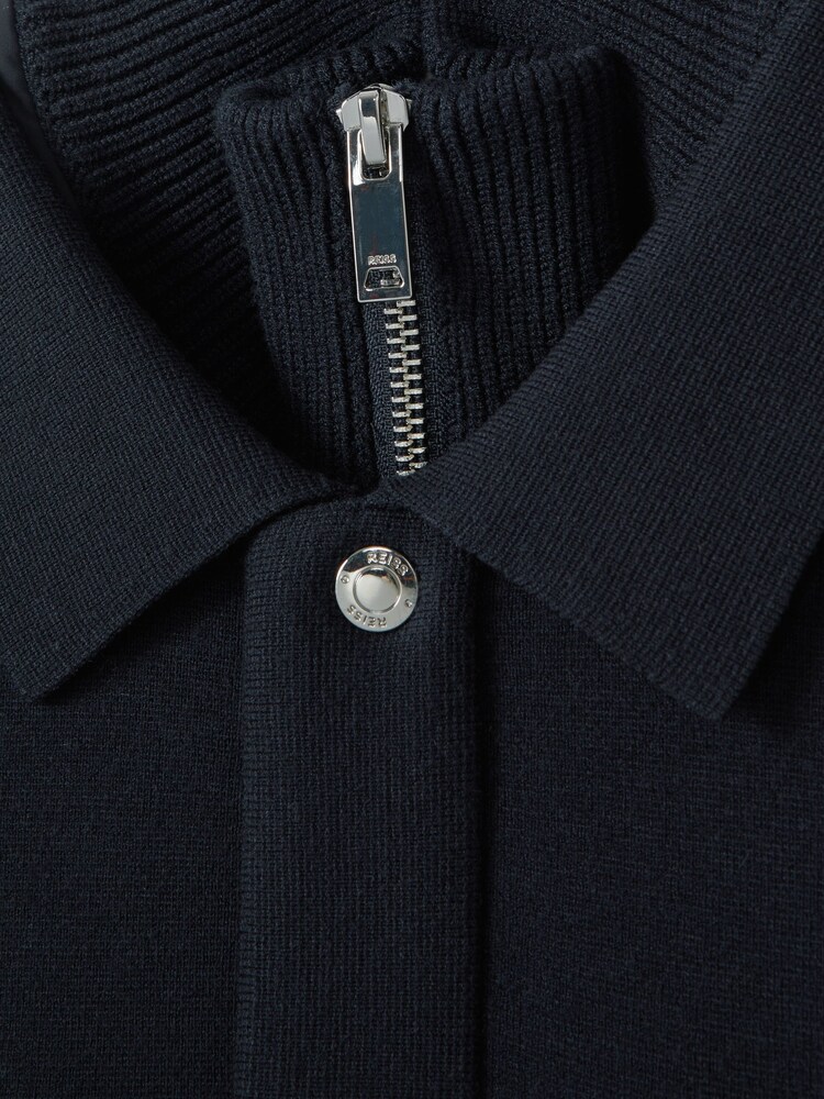 Reiss Navy Parkhurst Hybrid Funnel Neck Jacket - Image 6 of 6 Reiss Navy Parkhurst Hybrid Funnel Neck Jacket - Image 6 of 6