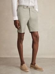 Reiss Soft Sage Oe Hampton Cotton Chino Shorts With Stretch - Image 3 of 6