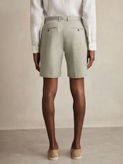 Reiss Soft Sage Oe Hampton Cotton Chino Shorts With Stretch - Image 5 of 6
