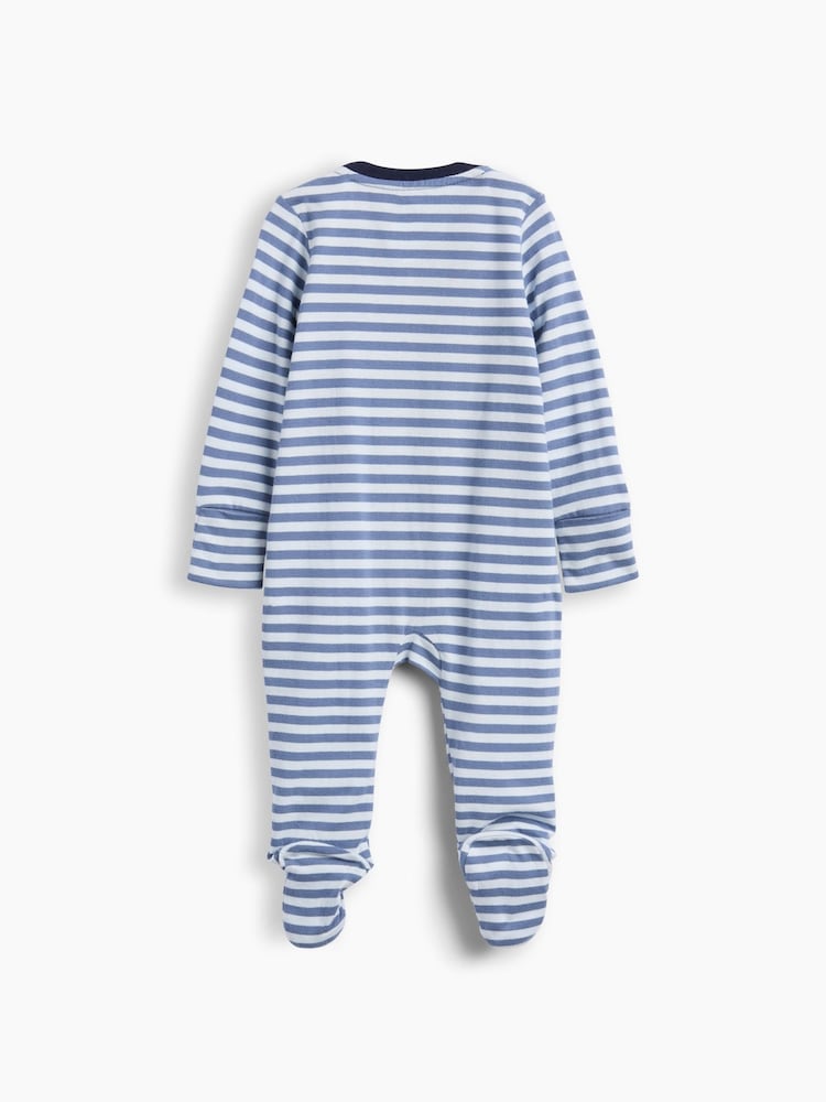 Gap Blue Stripe Brannan Bear Baby First Favourites Cotton One-Piece (0-24mths) - Image 2 of 3 Gap Blue Stripe Brannan Bear Baby First Favourites Cotton One-Piece (0-24mths) - Image 2 of 3