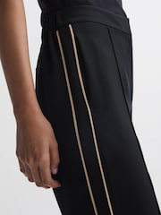 Reiss Black Theo Taper Tapered Fit Side Stripe Trousers - Image 3 of 4