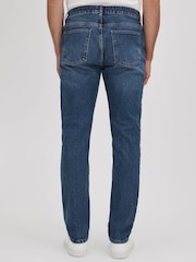 Reiss Mid Blue Wash Calik Tapered Slim Fit Washed Jeans - Image 5 of 6