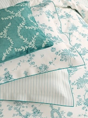 V&A Teal Chikan Cotton Velvet Cushion - Image 2 of 5