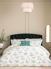 V&A Teal Chikan Cotton Velvet Cushion - Image 4 of 5