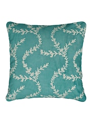 V&A Teal Chikan Cotton Velvet Cushion - Image 5 of 5
