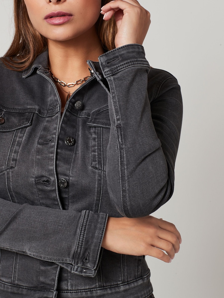 Washed Black Denim Jacket - Image 4 of 7