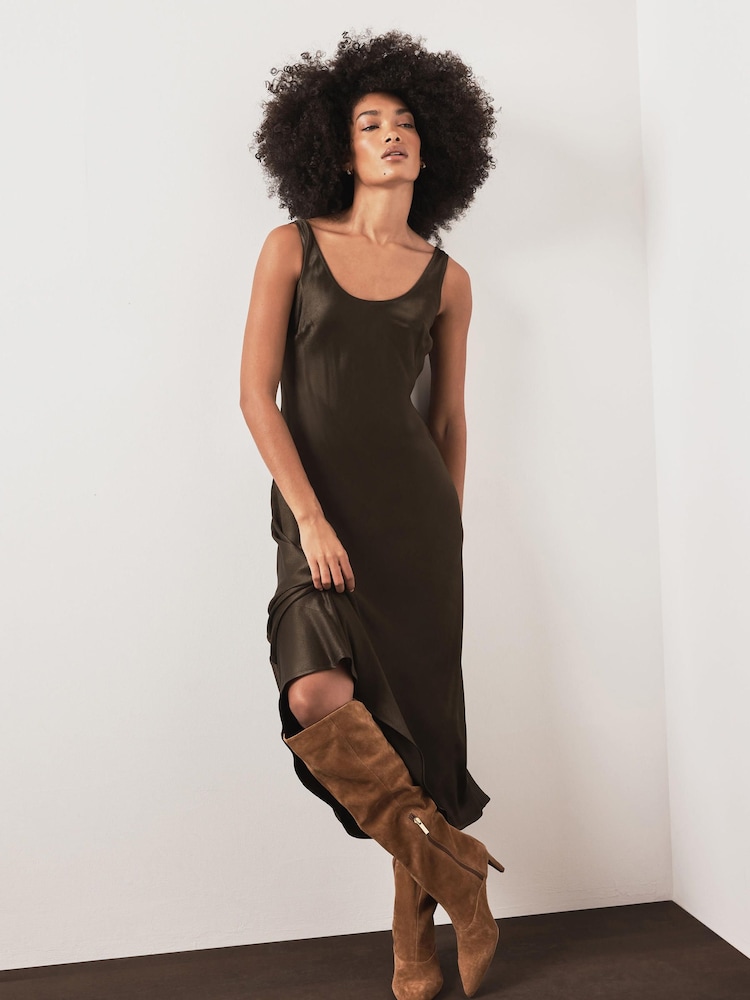 Mint Velvet Green 2-In-1 Midi Dress - Image 2 of 8 Mint Velvet Green 2-In-1 Midi Dress - Image 2 of 8