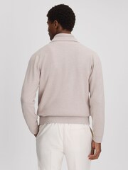 Reiss Oatmeal Melange Parkhurst Hybrid Funnel Neck Jacket - Image 5 of 6