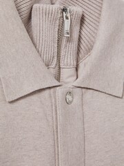 Reiss Oatmeal Melange Parkhurst Hybrid Funnel Neck Jacket - Image 6 of 6