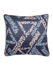 Bedeck of Belfast Denim Blue Sutton Albany Geo Print Cotton Cushion - Image 5 of 5