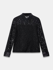 Mint Velvet Black Sequin Lace Detail Shirt - Image 7 of 7