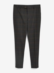 Marineblau/Hellbraun - Karierter Anzug im Slim-Fit: Hose - Bild 4 von 5