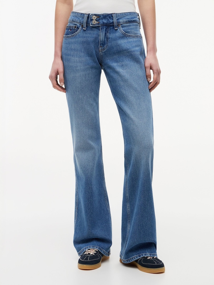 Tommy Jeans Blue Faded Low Rise Bootcut Jeans - Image 1 of 5 Tommy Jeans Blue Faded Low Rise Bootcut Jeans - Image 1 of 5