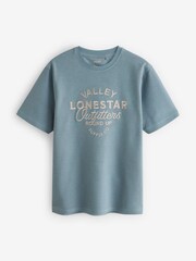 Blue/Rust/Ecru Text 3 Pack Relaxed Fit Graphic Heavyweight T-Shirts 3 Pack - Image 11 of 12