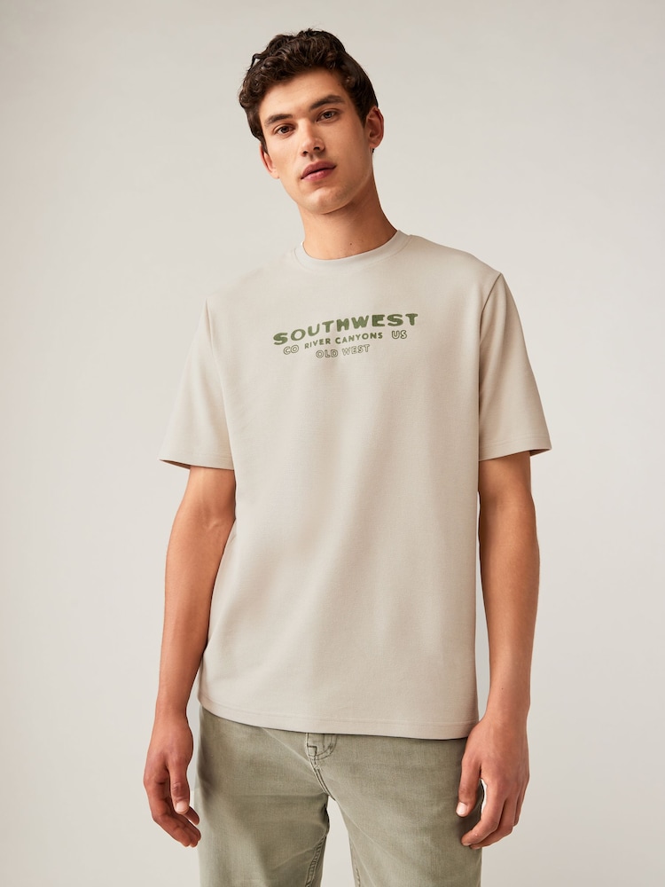 Blue/Rust/Ecru Text 3 Pack Relaxed Fit Graphic Heavyweight T-Shirts 3 Pack - Image 2 of 12