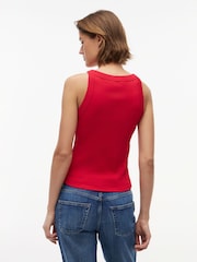 Tommy Jeans Red Logo Ribbed Slim Tank Top - Image 2 of 5