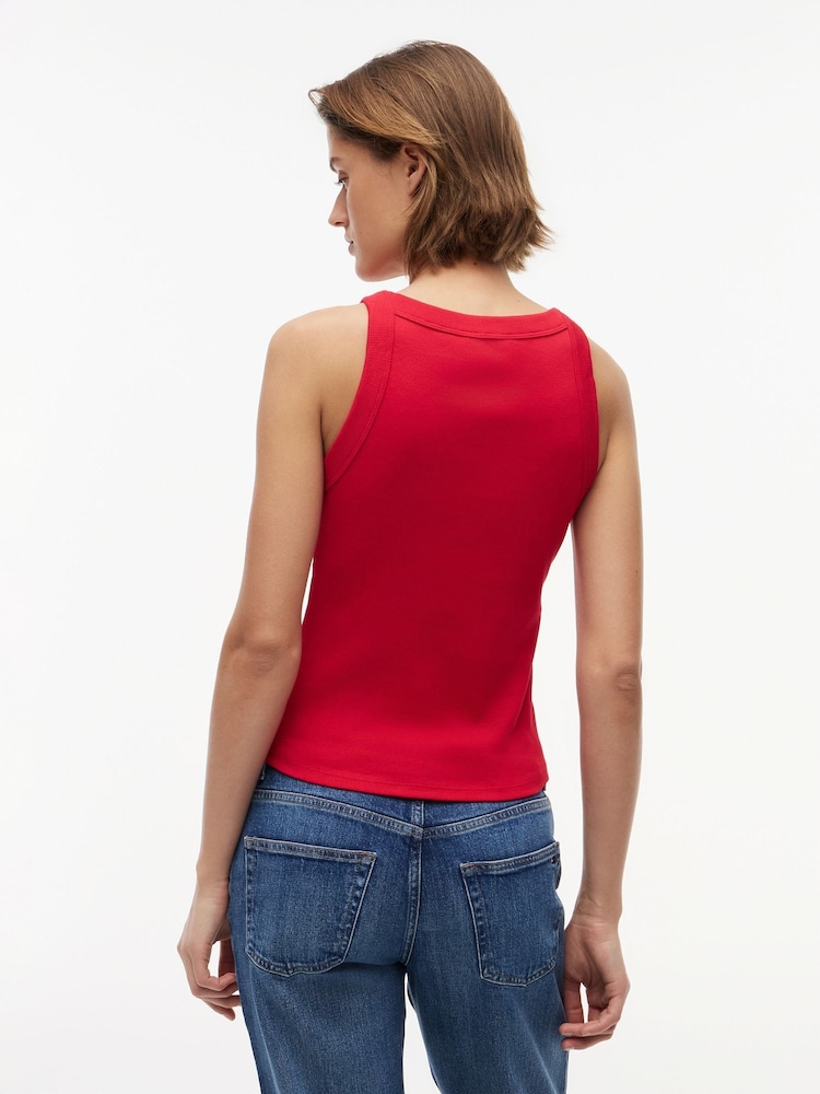 Tommy Jeans Red Logo Ribbed Slim Tank Top - Image 2 of 5