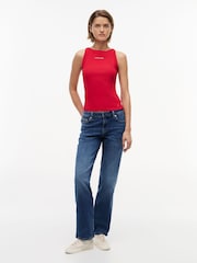 Tommy Jeans Red Logo Ribbed Slim Tank Top - Image 3 of 5
