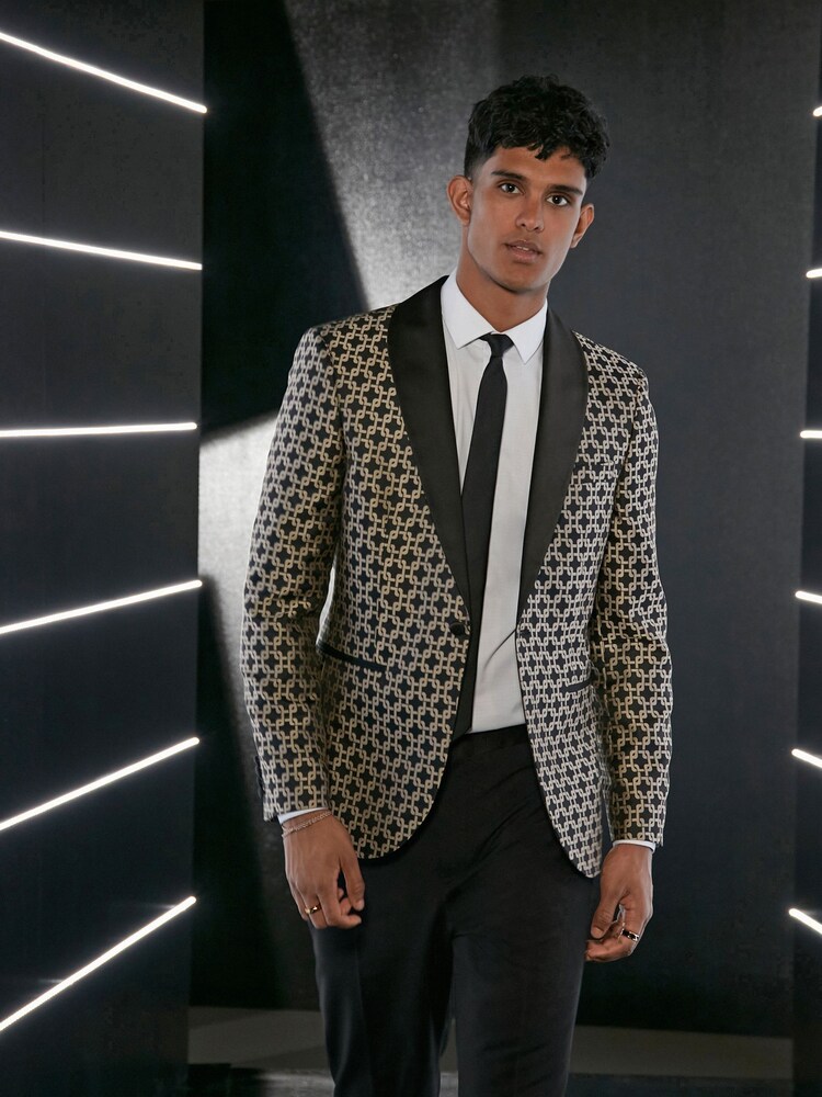 Gold EDIT Slim Jacquard Blazer - Image 11 of 18