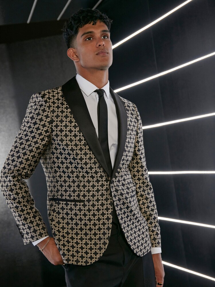 Gold EDIT Slim Jacquard Blazer - Image 12 of 18