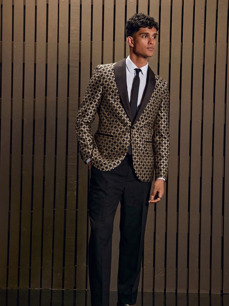Gold EDIT Slim Jacquard Blazer - Image 3 of 18